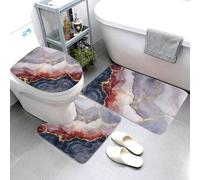 Tapis De Bain Trois Pièces Marbrure Rouge Et Bleue Bath Mat Antidérapant Absorbant Durable Tapis De Bain, pour Cuisine, Bathroom, Chambre