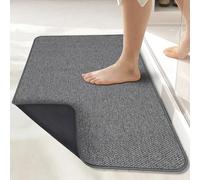Bosap, Tapis de bain ultra fin en caoutchouc pour salle de bain à séchage rapide, lavable, s'adapte sous une porte, super absorbant pour sol de salle de bain, douche, lavabo (gris foncé, 43,2 x 68,6