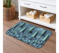 Tapis de bain vert forêt à séchage rapide, motif géométrique moderne, absorbant, antidérapant, décoration d'automne en flanelle lavable pour salle de bains et toilettes, 40,6 x 61 cm