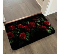 Tapis de Bain Vert Noir Rouge Tapis Salle de Bain Doux Microfibre Tapis de Douche Antiderapant Lavable Machine Bath Mat Absorbant d'eau Epais Rug 40x60cm