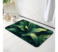 Tapis de Bain Vert, Tapis de Douche Antidérapant 30 x 40 cm, Séchage Rapide, Absorbant l'eau, Anti Odeur, Facile à Nettoyer, pour Douche, Salle de Bain, Paillasson, Chambre et Salon, Feuille O-8138