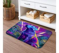 Tapis de bain vibrant à séchage rapide, motif animal abstrait coloré, absorbant, antidérapant, moderne en flanelle, lavable pour salle de bain, toilettes, toilettes, décoration 40,6 x 61 cm