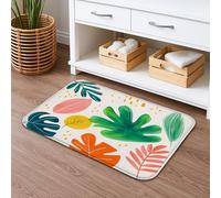 Tapis de bain vibrant à séchage rapide, motif plantes tropicales colorées, absorbant, antidérapant, moderne, en flanelle, lavable pour salle de bain, toilettes, toilettes, décoration 40,6 x 61 cm