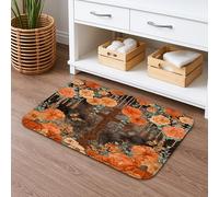 Tapis de bain vintage à motif floral avec croix de jardin - Antidérapant - En mousse à mémoire de forme - Lavable - Pour salle de bains et toilettes - 40,6 x 61 cm