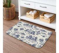 Tapis de bain vintage à séchage rapide à séchage rapide, absorbant, antidérapant, lavable en toutes saisons, pour salle de bain, toilettes, toilettes, décoration de maison de campagne, bleu 50,8 x