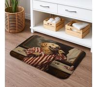 Tapis de bain vintage à séchage rapide avec dessin de chien fantaisie, absorbant, antidérapant, lavable en mousse à mémoire de forme, pour salle de bain, toilettes, toilettes, décoration, 40,6 x 61 cm