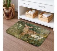 Tapis de bain vintage à séchage rapide avec motif de cerf et faune sauvage, absorbant, antidérapant, décoration printanière, mousse à mémoire de forme, lavable pour salle de bain et toilettes, 40,6 x