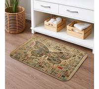 Tapis de bain vintage à séchage rapide, imprimé nature antique, absorbant, antidérapant, décoratif en mousse à mémoire de forme, lavable pour salle de bain, toilettes, toilettes, 50,8 x 81,3 cm