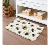 Tapis de bain vintage à séchage rapide, motif abeille, absorbant, antidérapant, lavable pour salle de bain et toilettes, 40,6 x 61 cm