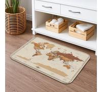 Tapis de bain vintage à séchage rapide, motif carte du monde rustique, absorbant, antidérapant, lavable pour salle de bains, toilettes, toilettes, 50,8 x 81,3 cm