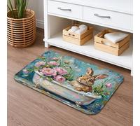 Tapis de bain vintage à séchage rapide, motif fleurs aquarelle, absorbant, antidérapant, décoration printanière, en flanelle, lavable pour salle de bain, toilettes, toilettes, 50,8 x 81,3 cm