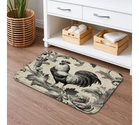 Tapis de bain vintage à séchage rapide, motif floral classique noir et blanc, absorbant, antidérapant, lavable en mousse à mémoire de forme, pour salle de bains et toilettes, 50,8 x 81,3 cm