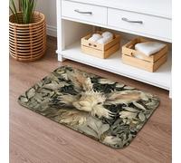 Tapis de bain vintage à séchage rapide, motif floral lapin, animal de la forêt, absorbant, antidérapant, tapis de bain décoratif printanier en flanelle lavable pour salle de bains et toilettes, 40,6 x