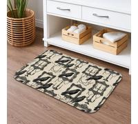 Tapis de bain vintage à séchage rapide motif oiseau noir avec cadre élégant, absorbant, antidérapant, décoration d'automne en flanelle lavable pour salle de bain, 40,6 x 61 cm