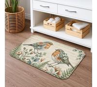 Tapis de bain vintage à séchage rapide, motif oiseau rustique, absorbant, antidérapant, en flanelle, lavable pour salle de bain, toilettes, toilettes, 40,6 x 61 cm