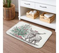 Tapis de bain vintage à séchage rapide, motif rennes de la forêt, absorbant, antidérapant, lavable en flanelle pour salle de bain, toilettes, toilettes, 50,8 x 81,3 cm