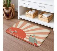 Tapis de bain vintage en mousse à mémoire de forme de cacatoès et d'oiseau, motif rétro lever de soleil, absorbant, antidérapant, tapis de bain décoratif printanier en mousse à mémoire de forme, 40,6