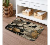 Tapis de bain vintage Halloween sorcière chat balai décoratif antidérapant tapis de bain en mousse à mémoire de forme lavable pour salle de bain et toilettes 40,6 x 61 cm