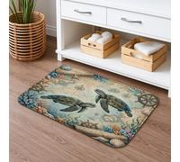 Tapis de bain vintage nautique à séchage rapide, thème tortue de mer, océan, absorbant, antidérapant, lavable, pour salle de bain, toilettes, toilettes, décoration 40,6 x 61 cm