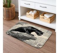 Tapis de bain vintage Panther Art - Illustration de chat sauvage noir - Absorbant et antidérapant - En mousse à mémoire de forme artistique - Lavable - Décoration de salle de bain - 40,6 x 61 cm