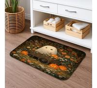 Tapis de bain vintage pour Halloween Ghost - Motif floral citrouille - Absorbant et antidérapant - En flanelle - Lavable - Décoration de salle de bain - 50,8 x 81,3 cm