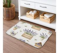 Tapis de bain vintage rustique à séchage rapide, motif floral lavande, absorbant, antidérapant, en flanelle, lavable pour salle de bains et toilettes, 50,8 x 81,3 cm