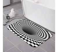 Tapis de bain Vortex à trou noir illusion d'optique Terre de diatomées Tapis de douche super absorbant Séchage rapide Tapis de sol antidérapant à profil bas Tapis de salle de bain pour douche et lav