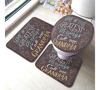 Tapis de bain Word Lot de 3 pièces Lettrage Some of My Greatest Blessings Call Me Grandma Love Tapis de salle de bain Grand tapis Couvercle de siège de toilette Tapis antidérapant Tapis antidérapant