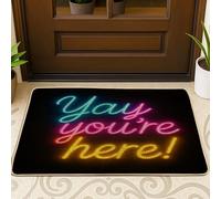 Tapis De Bain Yay, Vous Êtes Là ! Néon Coloré Paillasson Extérieur Lavable en Machine Drole Tapis De Sol Antidérapant, pour Intérieur/Extérieur, Douche, Salle De Bain, 40x60cm