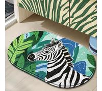 Tapis de Bain Zebra Feuilles Vertes Tapis Douche Antidérapant Moelleux Microfibre Tapis Salle de Bain Lavable Machine Bath Mat Absorbant d'eau Epais Rug 40x60cm
