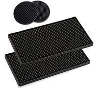 Tapis de Bar, 2 Pièces 30 x 15 cm Tapis De Service De Bar avec 2 Pièces Dessous de Verres pour Restaurant, Et Maison Les Comptoirs,Club,Cuisine