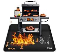 Tapis de barbecue ignifuge - 160 x 90 cm - Tapis de protection contre la chaleur pliable - Protection du sol - Tapis de barbecue en fibre de verre et silicone - Résistant à l'eau - Pour barbecue, sol