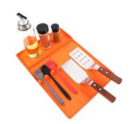 Tapis de barbecue - Plateau de spatule pour barbecue extérieur | Support d'ustensiles de protection en silicone, tapis d'égouttement facile à nettoyer, accessoires de barbecue, étagère latérale