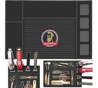 Tapis de barbier magnétique pour tondeuse et outils - Tapis antidérapant flexible avec bande magnétique | Organiseur de coiffure pour salon et usage domestique (noir)