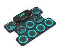 Tapis de batterie électronique avec haut-parleur pour machine à tambour MIDI, batterie électronique portable enroulable à double pédale avec réverbération, 7 tons réglables, 10 chansons de