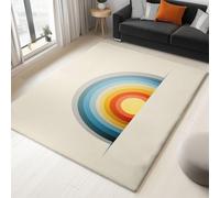 Tapis de Beige Imprimé, Minimalisme Motif Arc En Ciel Abstrait Tapis Poil Court, Moquette Doux Antidérapant, Léger Résistant pour Salon Chambre à Coucher Salle à Manger Décoration 140 x 200 cm