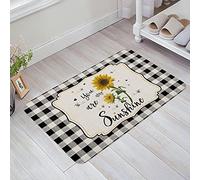 Tapis De Bienvenue 40X60Cm, Toi Mon Rayon De Soleil Tournesol À Carreaux Noirs Pâques Tapi Entrée Durable Tapis Entree pour Salle De Bain Porte D'Entrée Intérieur