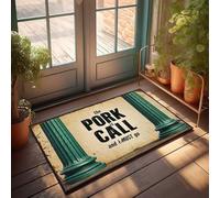 Tapis de bienvenue amusant pour décoration d'intérieur rustique avec cadre de colonnes vertes « The Pork Is Call » - Tapis de bienvenue pour porte d'entrée et extérieur antidérapant (50 x 80 cm)