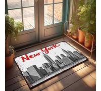 Tapis de bienvenue antidérapant pour porte d'entrée et extérieur Motif paysage urbain de New York avec Empire State Building 40 x 60 cm