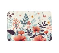Tapis De Bienvenue Belles Fleurs Imprimées en Arrière-Plan, Durable Tapi Entrée Antidérapant Paillasson 40X60Cm pour Chambre Extérieur Couloir