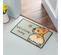 Tapis de bienvenue Corgi motif l Welcome paillasson chien antidérapant - adorable tapis pour l'entrée et le couloir, tapis de propreté pour les amis des animaux domestiques