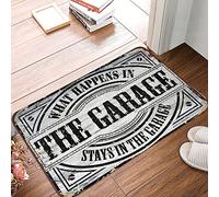 Tapis de bienvenue d'extérieur pour porte d'entrée Ce qui se passe dans le garage reste dans le tapis Tapis de bienvenue d'automne pour porte d'entrée Décoration extérieure (65 x 90 cm)