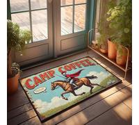 Tapis de bienvenue en plein air pour l'automne Camp Coffee : A Knight'S Quest For The Perfect Brew Paillasson décoration de chambre pour homme avec dictons amusants (40 x 60 cm)