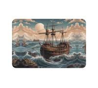 Tapis de bienvenue imprimé Riding The Waves - 40,6 x 61 cm - Tapis absorbant pour porte de salle de bain et cuisine