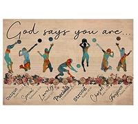 Tapis De Bienvenue Lavable Tapis De Porte Le Dieu du Volley-Ball Dit Que Tu ES Une Femme Horizontale Anti-Poussière Tapi De Douche pour Chambre Couloir Intérieur 40X60Cm