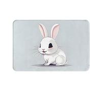 Tapis de bienvenue personnalisé avec motif lapin blanc mignon pour porte, terrasse, salle de bain