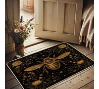 Tapis de bienvenue sur le thème des abeilles, paillasson doré pour entrée extérieure et intérieure, décoration d'automne, caoutchouc imperméable, antidérapant, absorbant la poussière, facile à