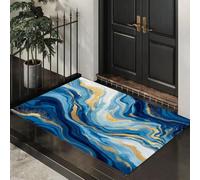 Tapis de Bienvenue Vent Côtier, 80 x 120 cm Paillasson Interieur Entree Ondulation L'Eau Marbrée Antidérapant Tapis de Sol avec Microfibres Douces Absorbantes pour Entrée, Couloir, Chien, Bleu Royal