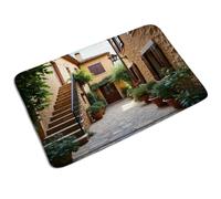 Tapis De Bienvenue Ville Italienne Européenne Toscane Scène Urbaine Architecture Grèce Italie, Facile À Nettoyer Tapi De Douche Antidérapant Tapis De Bain 40X60Cm pour Cuisine Couloir Chambre