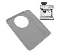 Tapis de bourrage, 11,02 x 9,33 pouces pour machine à café, coussin antidérapant en silicone pour machine à café, accessoires Barista, protection supérieure de comptoir expressos (Gray)